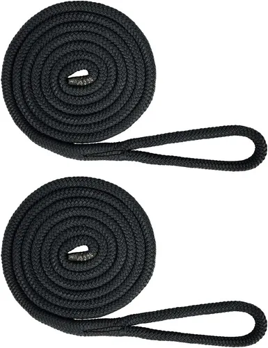 Vista 2 de Extreme Max 3006.2168 BoatTector Premium Línea de Guardabarros de Nailon de Doble Trenza Paquete de Valor de 2 - 3/8" x 6', Negro