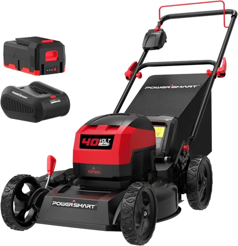 Vista 12 de PowerSmart - Cortacésped eléctrico con cable de 14 pulgadas, 12.5 amperios, altura de mango ajustable, 6 alturas de corte, bolsa de colección de 10