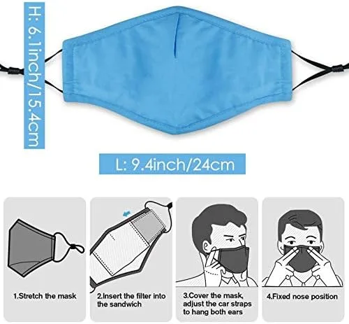 Vista 2 de 6 mascarillas faciales unisex lavables y reutilizables de algodón suave