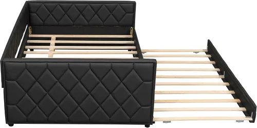 Vista 6 de Sofá cama tapizado de tamaño completo con nido, sofá cama funcional con reposabrazos para sala de estar, dormitorio, habitación de invitados