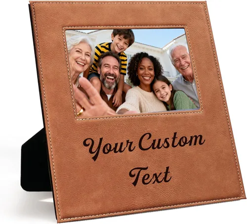 Vista 13 de Marco de fotos personalizado grabado con láser, marco de madera de 7 x 5 pulgadas, marco de fotos de madera personalizado, cualquier texto de regalo