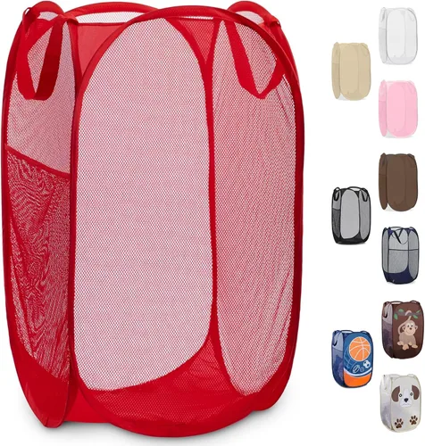 Vista 10 de Handy Laundry - Cesta de lavandería plegable de malla emergente con abertura ancha y bolsillo lateral - Diseño transpirable, resistente, plegable