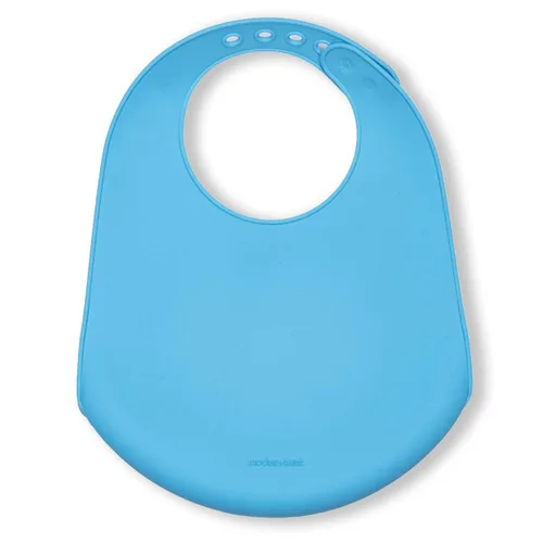 Vista 2 de modern-twist Babero de cubo 100% silicona de grado alimenticio, impermeable y reutilizable, jirafa Giggles - Azul eléctrico