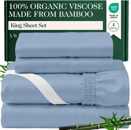 Vista 12 de Juego de sábanas de bambú viscosa 100% cultivada orgánicamente, 3 piezas, marfil Marfil (100% viscosa orgánica hecha de bambú)