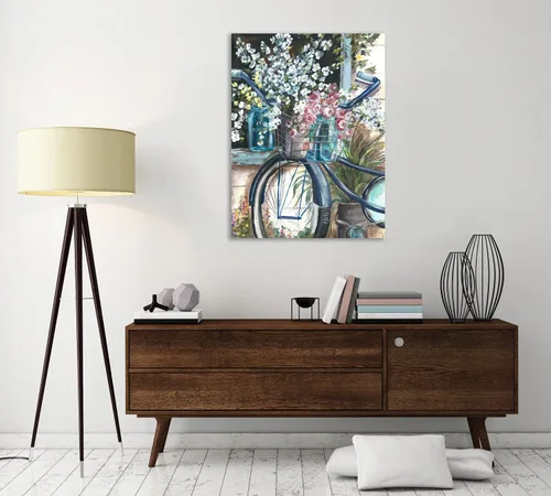 Vista 3 de Jaxson Rea Tre Sorelle Studios - Lienzo envuelto en tarro vintage para bicicleta y masón, 12 x 16 pulgadas