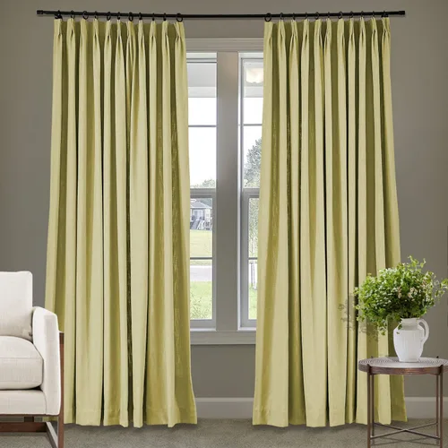 Vista 45 de Frelement Cortinas plisadas de lino de algodón de 100 pulgadas de ancho y 102 pulgadas de largo, cortinas con reducción de ruido para sala