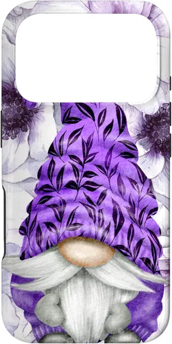 Vista 30 de Unique Purple Gnome with Lilac Anemones Floral Aesthetic Case for iPhone 17