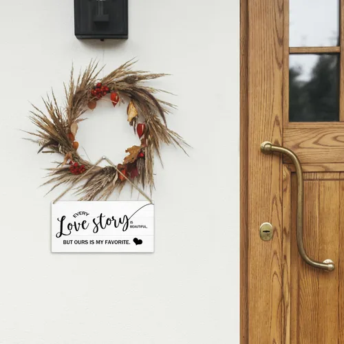 Vista 4 de Regalos de boda para esposa, marido, pareja, aniversario, San Valentín, regalos para novia, letrero colgante de madera, decoración de estante