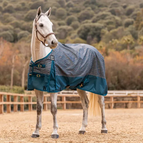 Vista 2 de HORZE Nevada 600D - Hoja ligera impermeable para caballos de verano, color azul legión, 78 pulgadas