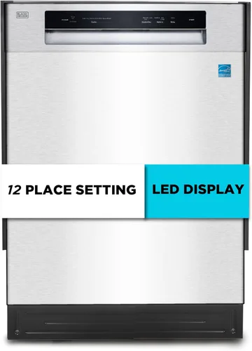 Vista 13 de BLACK+DECKER Lavavajillas empotrado de 24 pulgadas, capacidad para 12 cubiertos con tina de acero inoxidable, lavavajillas con 6 programas