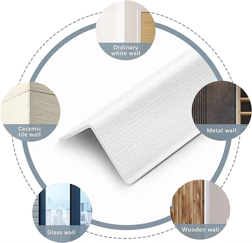 Vista 7 de Protector de esquina de pared, protectores de esquina autoadhesivos, 1.58 pulgadas de ancho x 35.4 pulgadas de largo, PVC grueso para pared