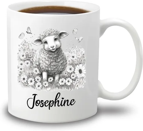 Vista 13 de Taza de café con nombre personalizado de oso de 11 y 15 onzas, taza de cerámica blanca con dibujo a lápiz de oso personalizado, regalo para niños
