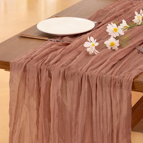 Vista 36 de Socomi - Camino de mesa de gasa, estilo bohemio y rústico, para primavera, Pascua, bodas, fiestas, baby showers y decoración, 120 pulgadas/10 pies