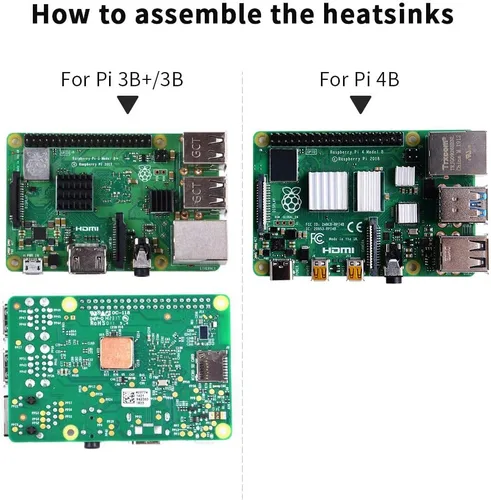 Vista 3 de GeeekPi Funda acrílica para Raspberry Pi 4 Modelo B y Raspberry Pi 3 Modelo B+, Pi con ventilador de refrigeración y 7 disipadores térmicos