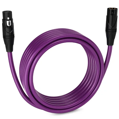 Vista 41 de LyxPro Cable de micrófono XLR hembra a macho de ángulo recto de 3 pines de 1.5 pies para altavoces amplificados, interfaz de audio, rendimiento