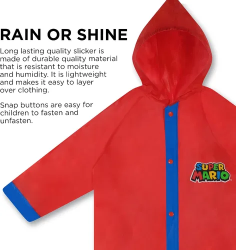 Vista 5 de Nintendo Kids Umbrella And Slicker, Super Mario Boys Rain Wear Set, For Ages 4-7