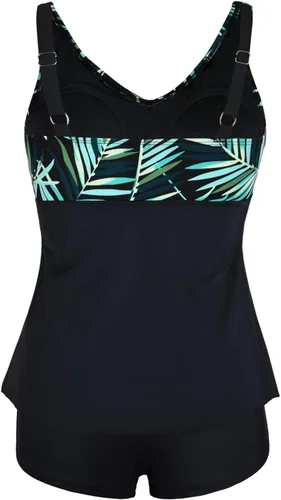 Vista 3 de Septangle Women's Two Piece Swimsuit V Neck Tankini Bathing Suit for Big Bust Plus Size Swimwear with Boy Short