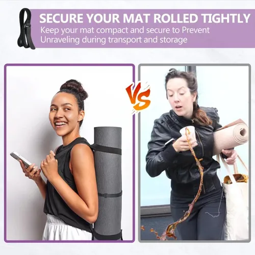 Vista 3 de Yoga Mat Carrier Strap, Adjustable Thick Straps Sling for Carrying Large Mats, Stretching Band 1 pieza clásico negro