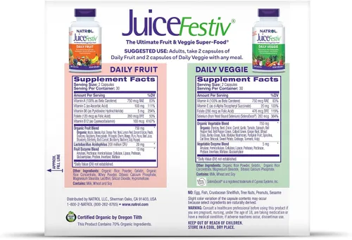 Vista 9 de Suplemento nutricional en cápsulas Natrol JuiceFestiv (60 cápsulas FruitFestiv y 60 cápsulas VeggieFestiv), 47469053031, paquete de de 1, 1, 1