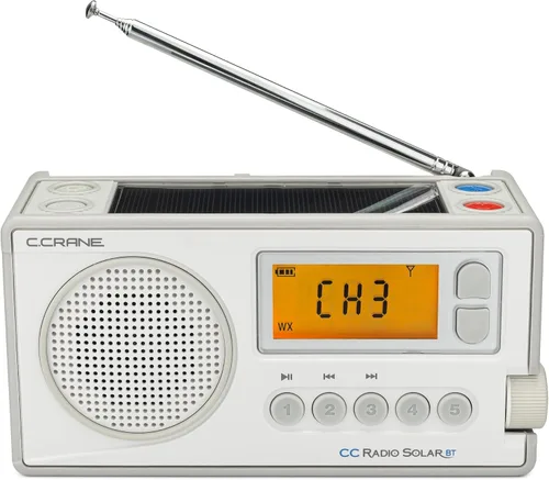 Vista 4 de C. Crane CCRadio Solar con recepción Bluetooth, manivela de emergencia NOAA Weather AM/FM - Radio multialimentada - Linterna LED integrada