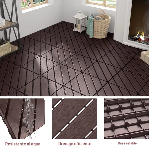 Vista 3 de VANCASTLE - Baldosas entrelazadas de 12 x 12 pulgadas, para exteriores, impermeables, para patio, piscina, garaje y gimnasio, 1 pie cuadrado, Marrón