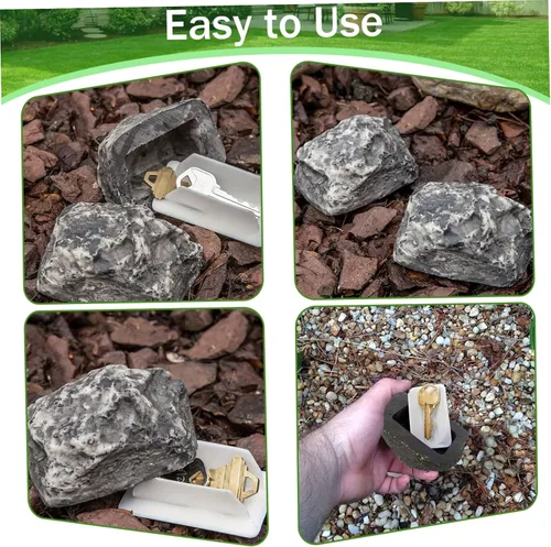 Vista 3 de Ocultar una llave exterior realista, llave de roca segura, impermeable, para ocultar llaves falsas, para jardín, patio, 2