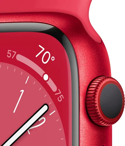 Vista 3 de Apple Watch Series 8 [GPS + Cellular 45mm] Reloj inteligente con caja de aluminio ROJA (PRODUCTO)RED con correa deportiva ROJA (PRODUCTO)RED-S/M.