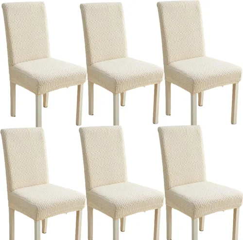 Vista 23 de Juego de 6 fundas elásticas para sillas – Fundas extraíbles para sillas de comedor, fundas protectoras de terciopelo lavables a prueba de polvo