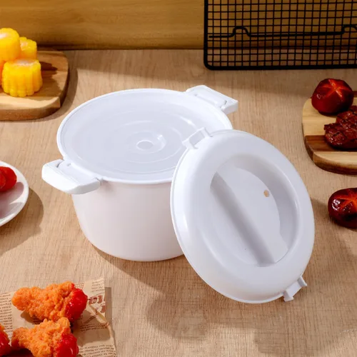 Vista 9 de Olla arrocera para microondas, olla para pasta para microondas, vaporizador de arroz de 1.9 cuartos de galón con tapa de bloqueo, ollas de pollo