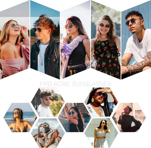 Vista 2 de Pro Acme - Gafas de sol polarizadas redondas para hombre y mujer, estilo John Lennon