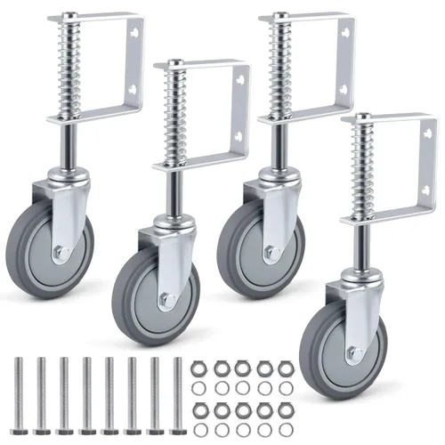 Vista 9 de ERKOON Rueda de Puerta de Carga Pesada con Resorte, Ruedas de Puerta Deslizantes de 10 cm para Puerta de Madera, Puerta de Tubo de Metal, Valla