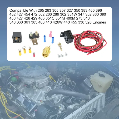 Vista 3 de Kit de termostato de ventilador de enfriamiento eléctrico de 175-185 grados, sensor de temperatura, 40, 50, 60 amperios, relé de temperatura