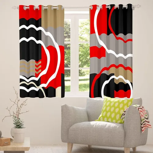 Vista 6 de Feelyou Cortinas geométricas para ventana para dormitorio, sala de estar, con formas de arcos, cortinas para niños y niñas, decoración moderna