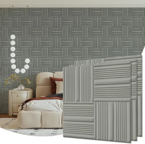Vista 11 de Paneles de pared 3D de terciopelo para decoración de pared interior despegar y pegar, paneles de pared 3D con textura geométrica insonorizada