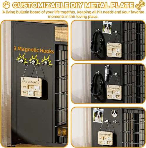 Vista 6 de Mueble de jaula para perros de 38", jaula para perros con marco DIY, perrera interior con puerta corrediza, mesa auxiliar de jaula para perros