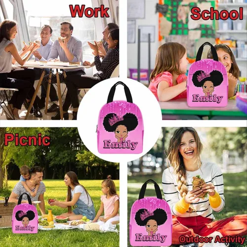Vista 9 de Mochila escolar personalizada para niños y niñas de primaria con nombre brillante y patrón brillante, impermeable, con lonchera para hija, hijo, a