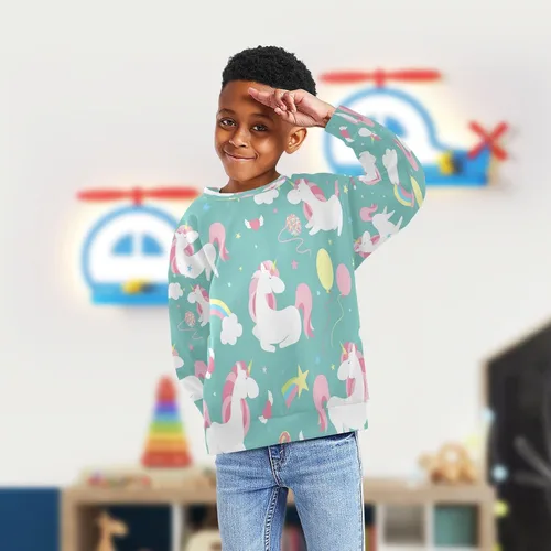 Vista 4 de Myth Unicorn Boy Girl Sweatshirt Toddler Crewneck Pullover Sweater Long Sleeve Fall Winter Clothes