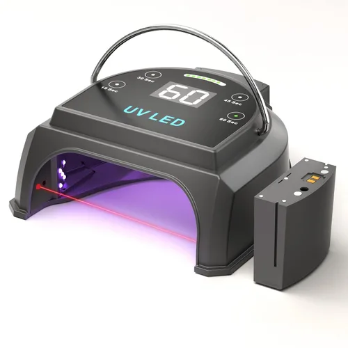 Vista 10 de Lámpara de uñas profesional inalámbrica LED UV de 80 W, luces UV para uñas con 45 perlas LED y batería recargable, secadora de uñas de gel LED