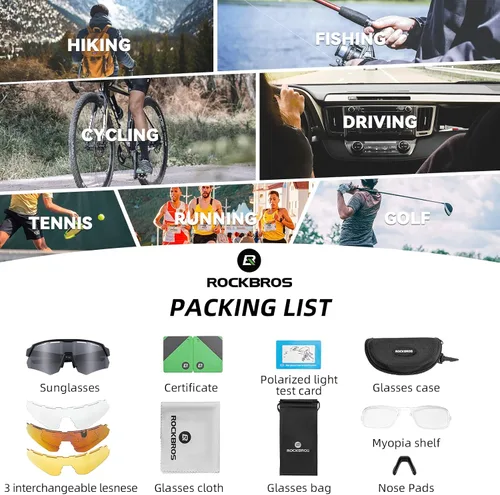 Vista 6 de ROCKBROS Gafas de sol deportivas polarizadas para hombres, para béisbol, ciclismo, protección UV400 para mujeres y hombres