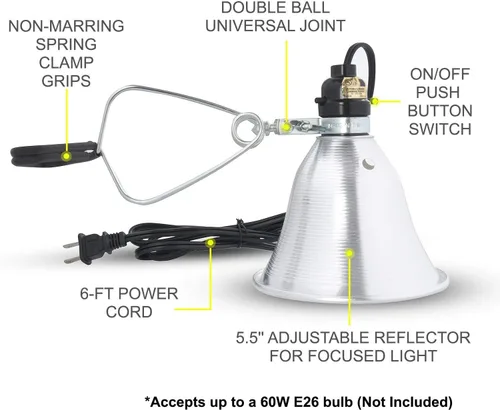 Vista 3 de Simple Deluxe Paquete de 4 enchufes de lámpara de abrazadera de 5.5 pulgadas con reflector de aluminio, apto para lámpara de máximo 150 vatios