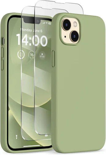 Vista 27 de Funda de silicona diseñada para iPhone 14 Plus, con 2 protectores de pantalla, funda protectora de cuerpo completo a prueba de golpes, funda delgada