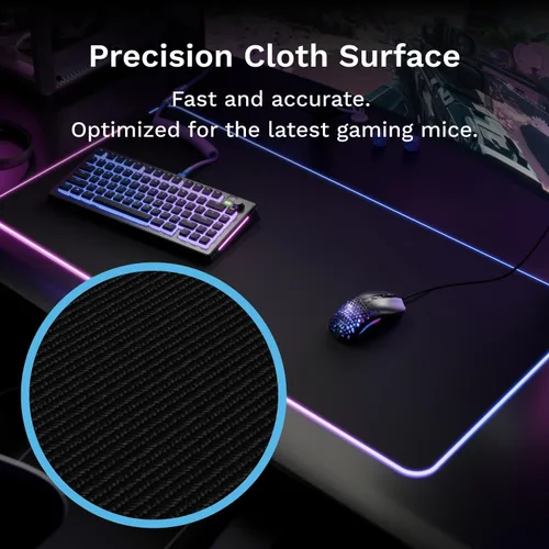 Vista 5 de GLORIOUS Gaming Mouse Pad GMP 2 GLED - XL - 2-Zone RGB Lighting, InfiniGlow RGB Stitchless Edge, Premium Cloth Surface, Grippy Rubber Base