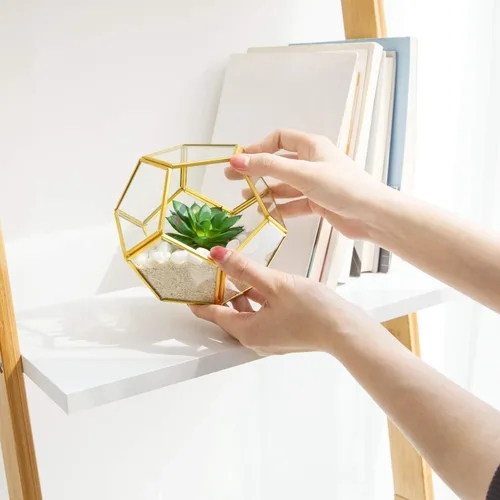 Vista 3 de Mkono Decoración de escritorio artificial en maceta, decoración de oficina para mujeres, estantería de plantas falsas en miniatura, decoración