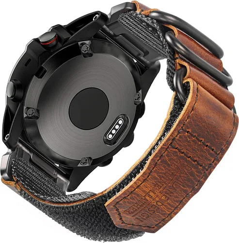 Vista 11 de Compatible With Garmin Watch Band, Leather Watch Band Sports Strap For