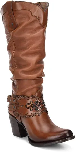 Vista 2 de Cuadra Botas vaqueras de moda para mujer color dorado cuero de vacuno hechas a mano tallas de 6 a 95 Marrón