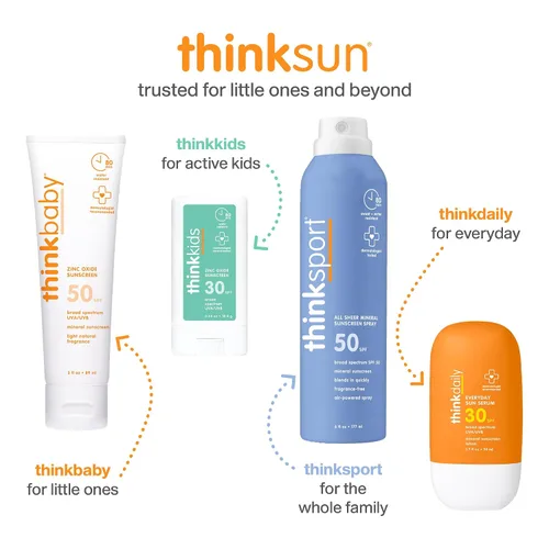 Vista 7 de Thinkkids Safe Mineral Sunscreen SPF 50+, 3 Fl Oz, Natural, Protector solar resistente al agua seguro para arrecifes para niños, protector solar