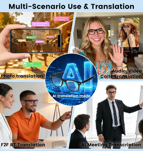 Vista 5 de Gafas inteligentes con Bluetooth AI para hombres y mujeres