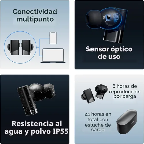 Vista 7 de Status Auriculares inalámbricos Pro X, controlador de altavoz triple, audio de alta resolución con LDAC, 52dB ANC, 6 micrófonos de formación de haz