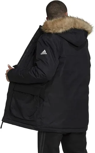 Vista 2 de adidas Parka con capucha Utilitas para hombre, Negro