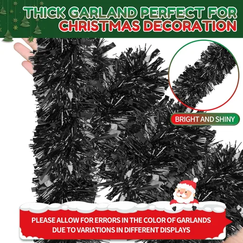 Vista 3 de Guirnalda de Oropel de Navidad de 70 Pies, Guirnalda de Oropel Metálico Retorcido con Purpurina, Decoraciones Colgantes para Árbol de Navidad